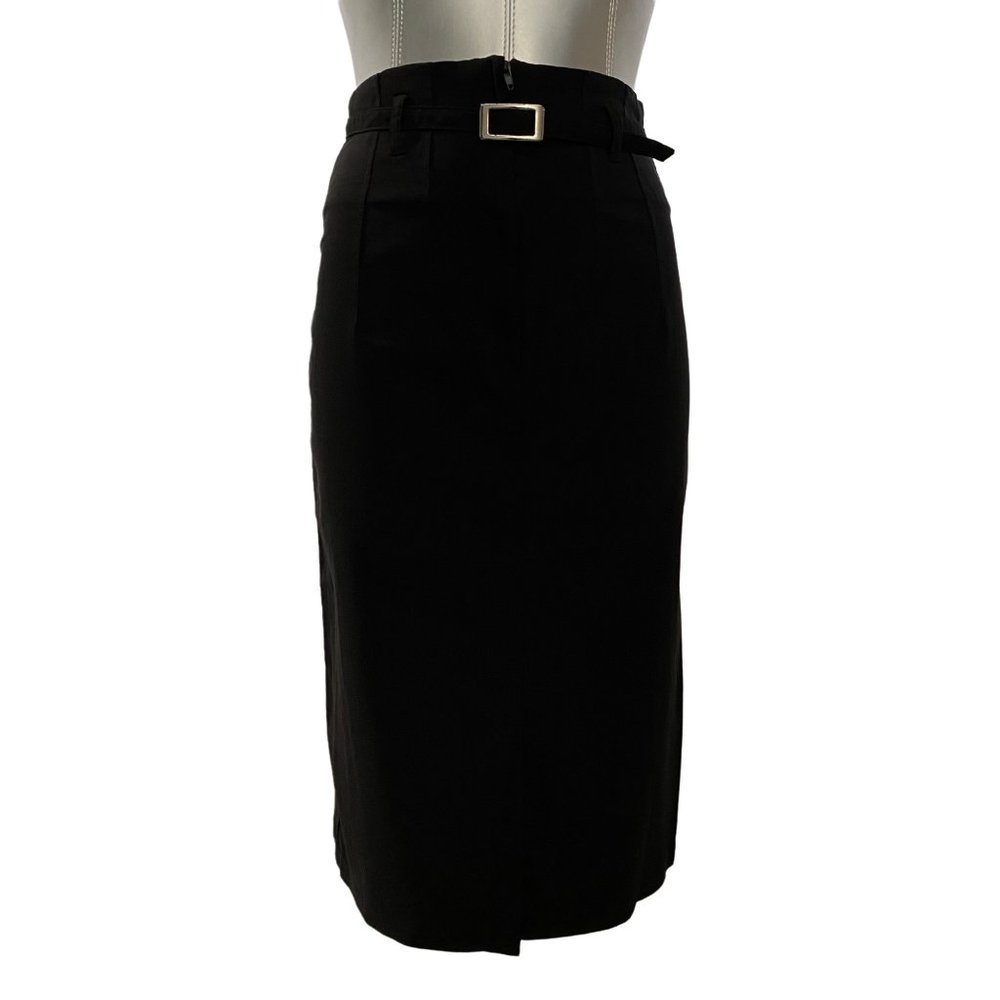 Persaman NY 2β Pencil Skirt High Waist Belt Front Zip Slit Sexy Belt Front Slit